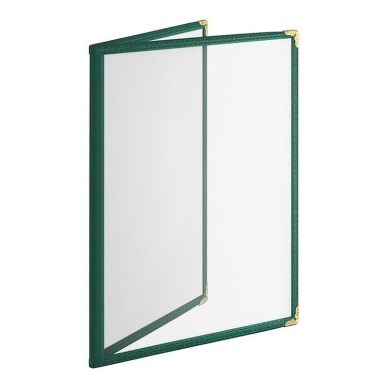 Green 4-View Double Pocket Clear Menu Cover