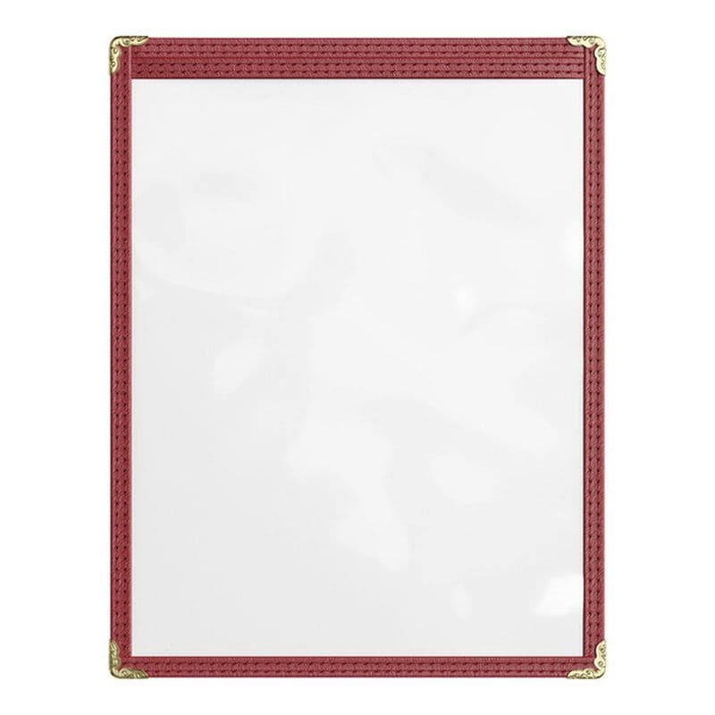 Burgundy 2-View Single Pocket Sewn Vinyl Menu Cover