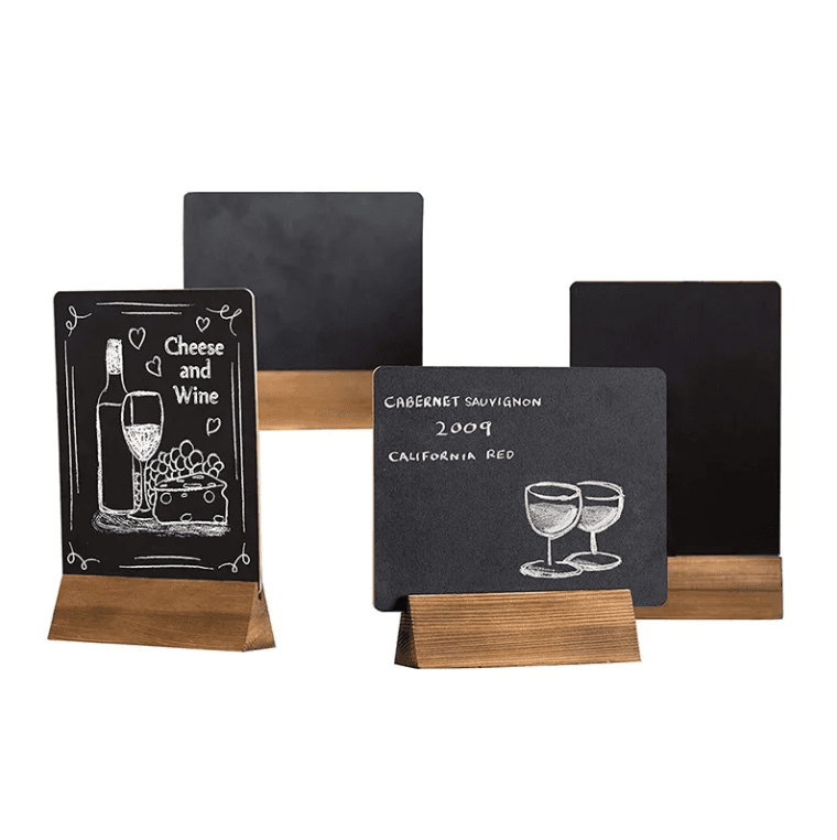 Mini Tabletop Chalkboard Signs with Wood Base