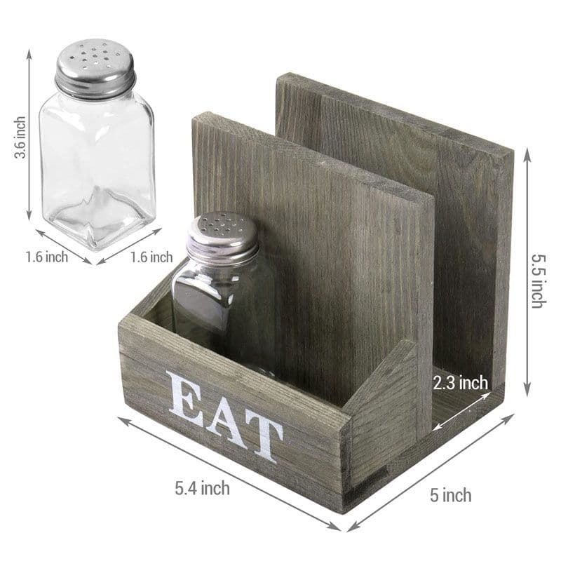 Rustic Wood Condiment Caddy with Napkin Holder