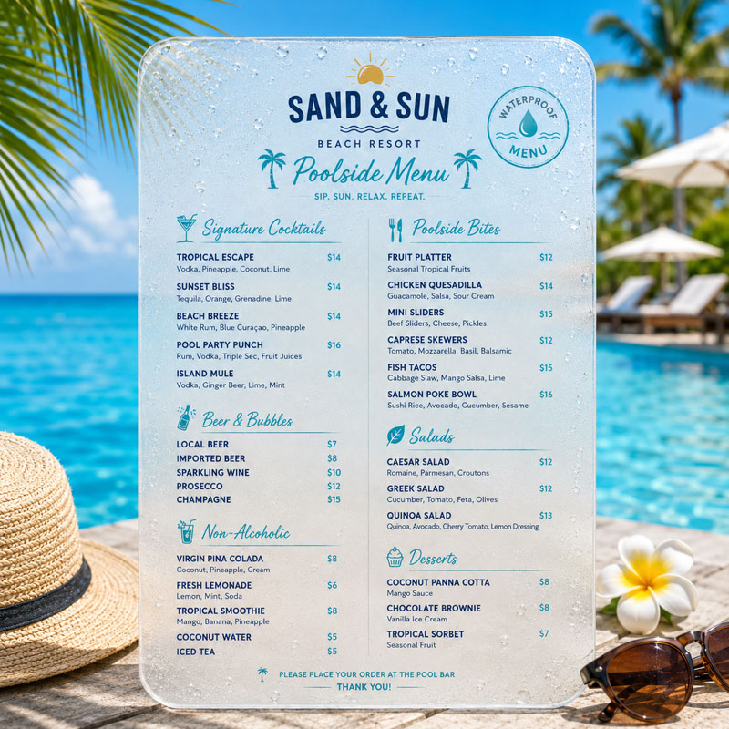Printed & Waterproof Menus