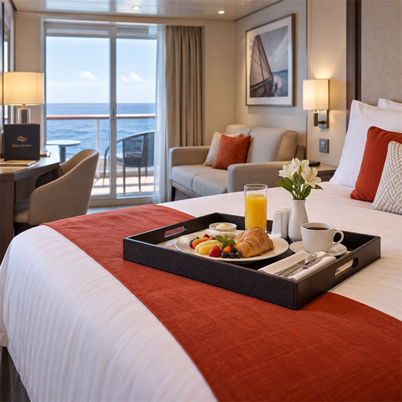 Guest information folders and accessories for cruise cabins